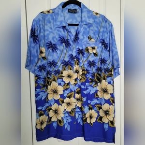 Pacific & Co Flower Hawaiian Style Shirt Mens Size M